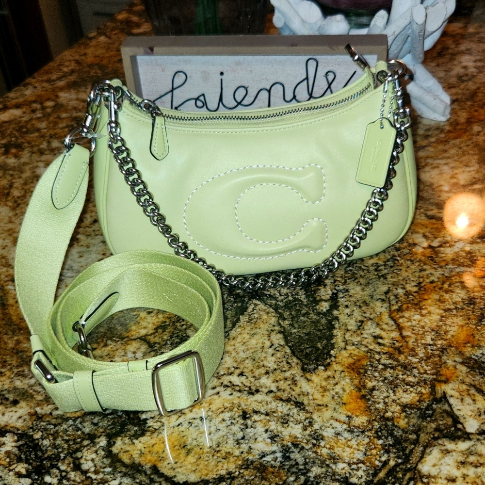 Super Pretty Unique Lime Green COACH Leather Teri Shoulder Bag!!!!